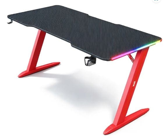 GAMING DESK (RED) WITH LED LIGHTS